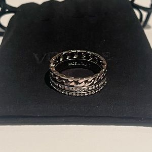 Authentic preowned Vita Fede Catena Silver Crystal Ring Size 7